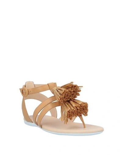 Hogan Toe Strap Sandals In Beige