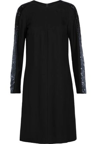 Shop Amanda Wakeley Bead-embellished Twill Dress In Black
