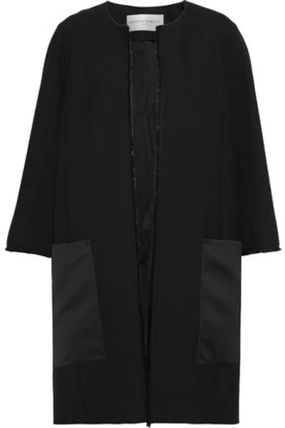 Shop Amanda Wakeley Woman Satin-paneled Cady Coat Black