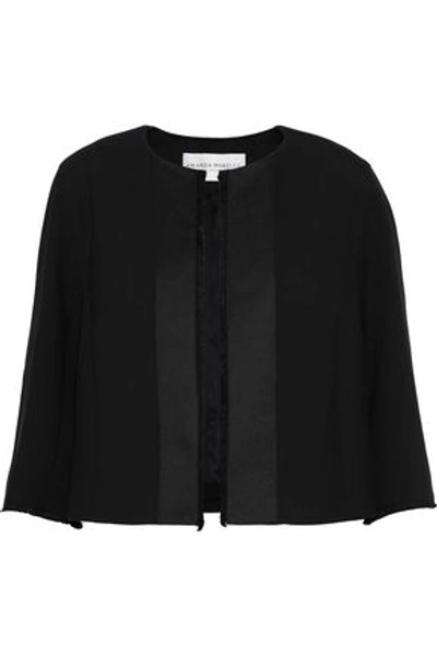Shop Amanda Wakeley Woman Satin-paneled Twill Jacket Black