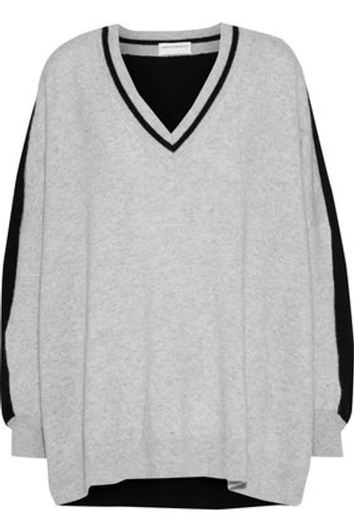 Shop Amanda Wakeley Woman Oversized Two-tone Cashmere Sweater Gray
