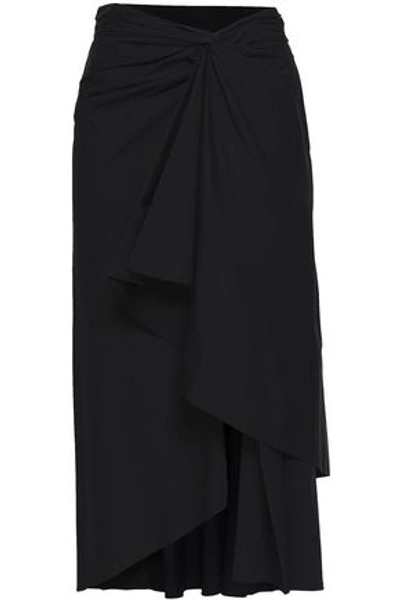 Shop A.l.c Diller Twist-front Stretch-cotton Poplin Midi Skirt In Black