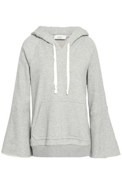 Shop A.l.c . Woman Printed Mélange French Cotton-terry Hoodie Light Gray