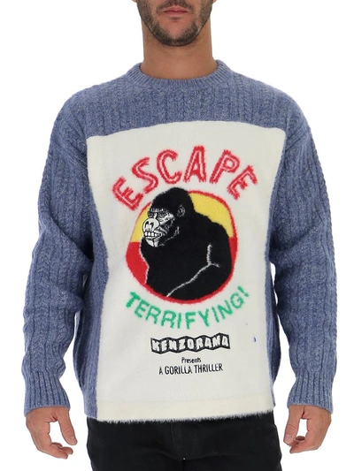 Shop Kenzo Escape Ribbed Sweater In Blue