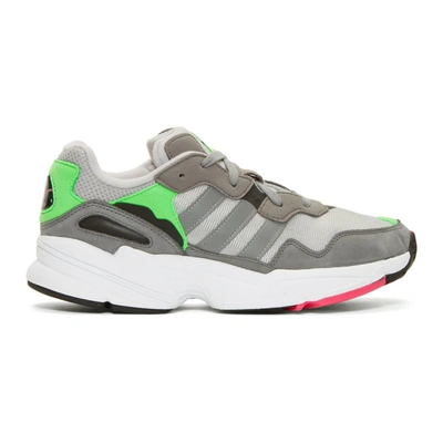 Shop Adidas Originals Grey Yung 96 Sneakers In Grey/pink