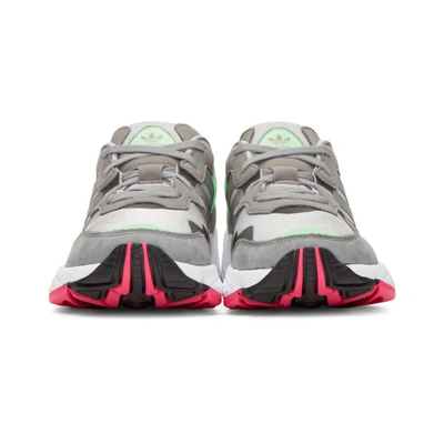 Shop Adidas Originals Grey Yung 96 Sneakers In Grey/pink