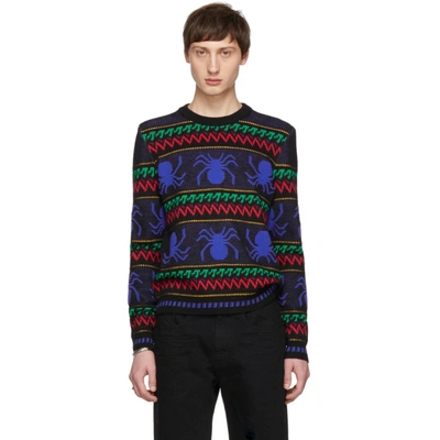 Shop Saint Laurent Multicolor Rayures Araignees Sweater In 1051blkmult