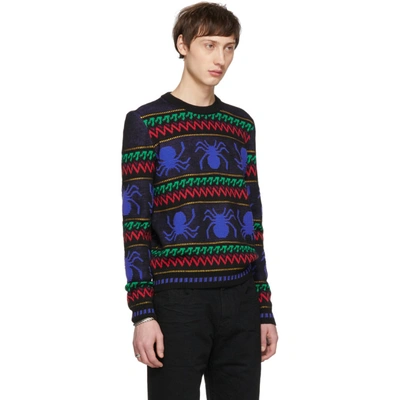 Shop Saint Laurent Multicolor Rayures Araignees Sweater In 1051blkmult