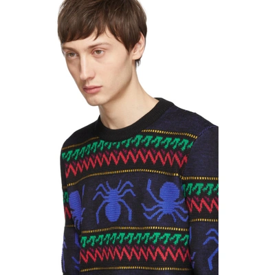 Shop Saint Laurent Multicolor Rayures Araignees Sweater In 1051blkmult