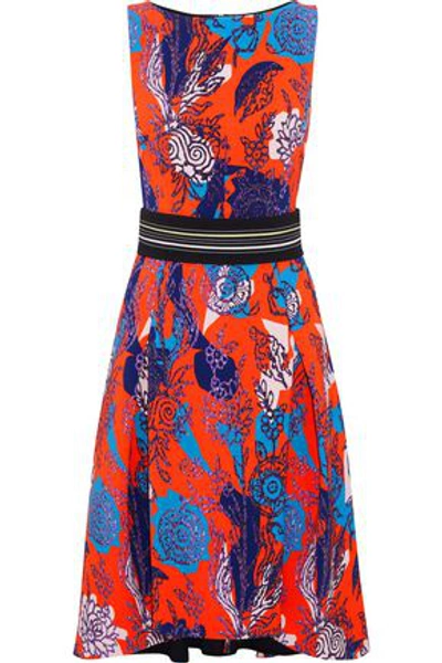 Shop Peter Pilotto Woman Floral-print Cady Dress Red