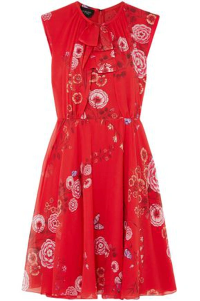 Shop Giambattista Valli Woman Floral-print Silk-georgette Mini Dress Red
