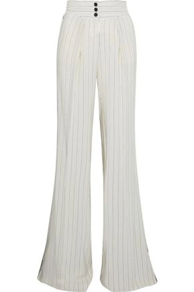 Shop Roberto Cavalli Woman Silk-blend Jacquard Flared Pants White