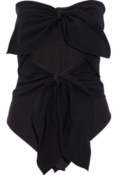 Shop Alix Nyc Woman Ellwood Strapless Cutout Knotted Crepe Bodysuit Black