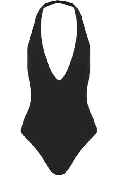 Shop Alix Woman Hudson Stretch-jersey Halterneck Bodysuit Black