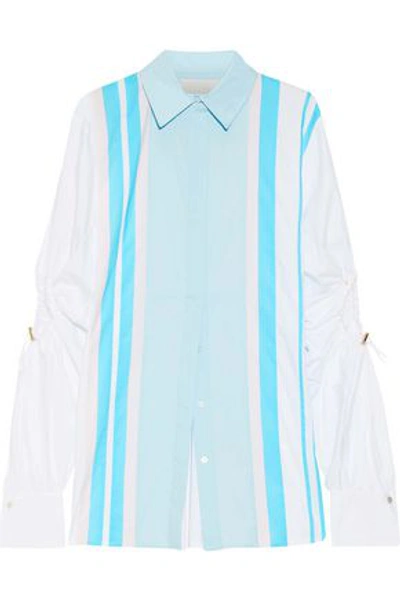 Shop Peter Pilotto Woman Cutout Striped Cotton-blend Poplin Shirt White