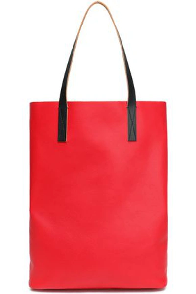 Shop Marni Woman Textured-leather Tote Red