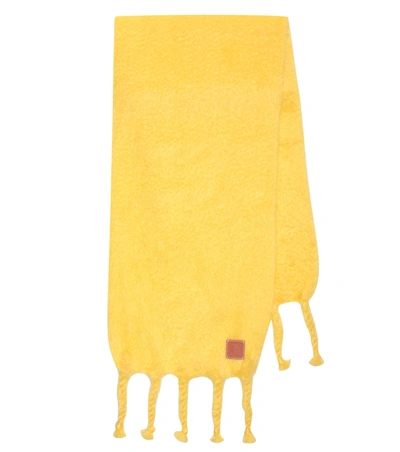 Shop Loewe Oversized Mohair And Wool Scarf In Yellow