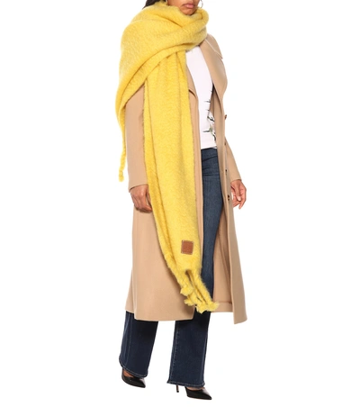 Shop Loewe Oversized Mohair And Wool Scarf In Yellow