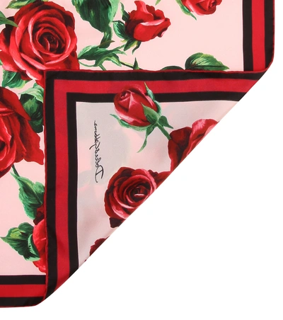 Shop Dolce & Gabbana Rose-printed Silk Scarf In Red