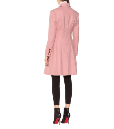 Shop Burberry Double-breasted Virgin Wool Coat In Pink