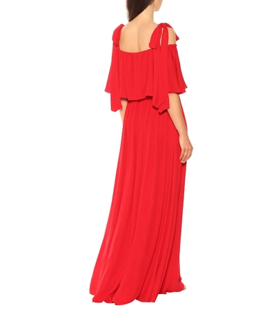 Shop Valentino Silk Maxi Dress In Red