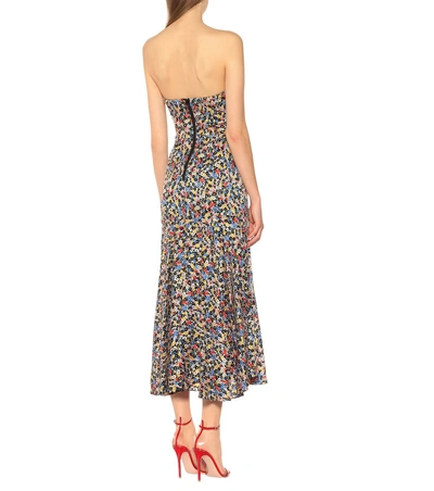 Shop Veronica Beard Annika Stretch-silk Strapless Dress In Multicoloured