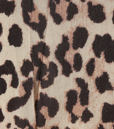 Shop Ganni Leopard Print Georgette Midi Dress In Brown