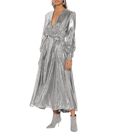 Shop Msgm Sequined Maxi Dress In Silver