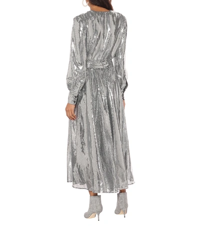 Shop Msgm Sequined Maxi Dress In Silver