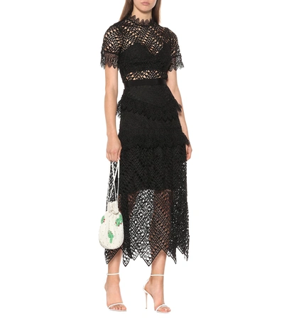 Shop Self-portrait Lace Midi Dress In Black