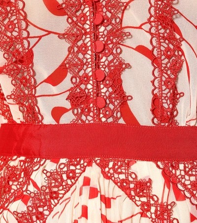 Shop Self-portrait Printed Chiffon Maxi Dress In Red
