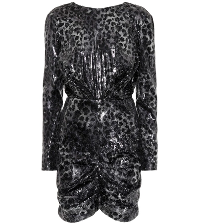 Shop Msgm Sequined Leopard Minidress In Black
