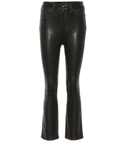 Shop Rag & Bone Hana Wide-leg Leather Jeans In Black