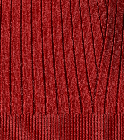 Shop Valentino Ribbed Knit Sweater In Red