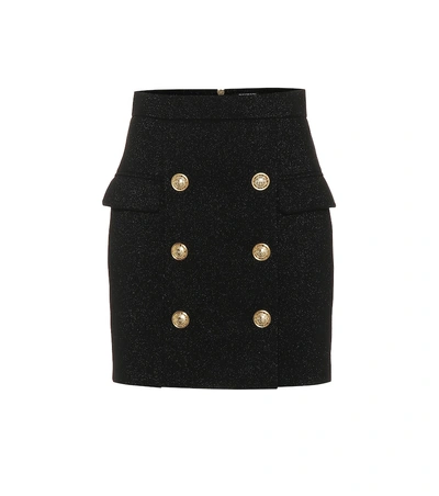 Shop Balmain Wool-blend Miniskirt In Black