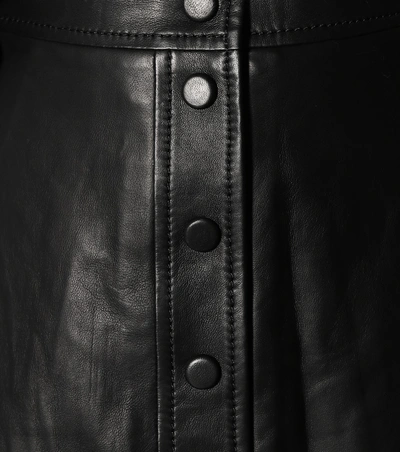Shop Ganni Leather Skirt In Black