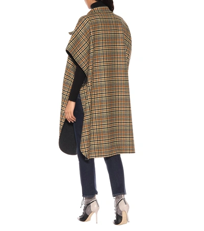Shop Burberry Checked Wool And Cashmere Cape In Yellow