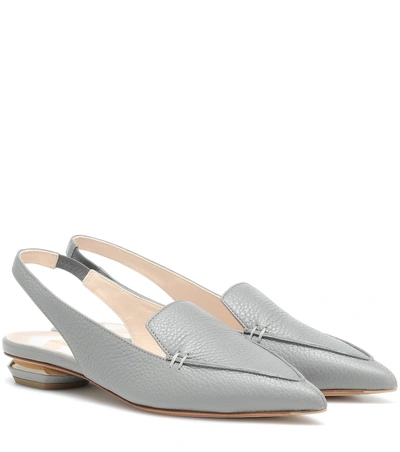 Shop Nicholas Kirkwood Beya Leather Slingback Slippers In Grey