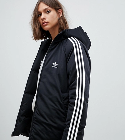 Adidas Originals Three Stripe Coat In Black - Black | ModeSens