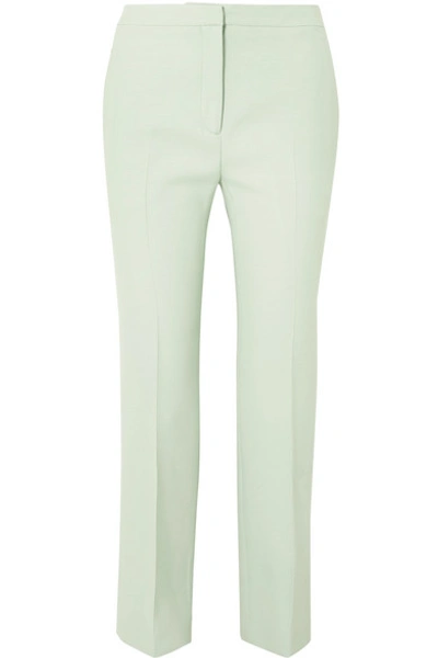Shop Alexander Mcqueen Wool-blend Crepe Straight-leg Pants In Mint