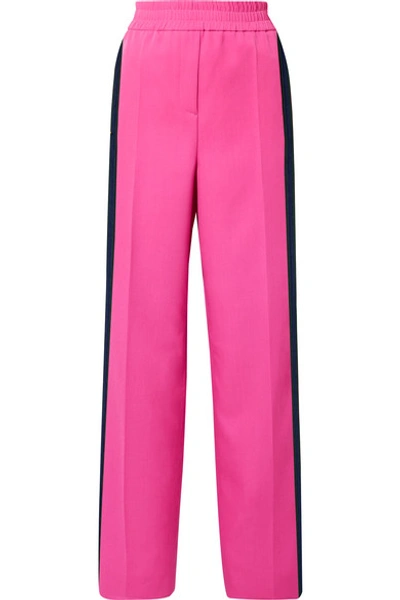 Shop Calvin Klein 205w39nyc Striped Wool-gabardine Track Pants In Bright Pink