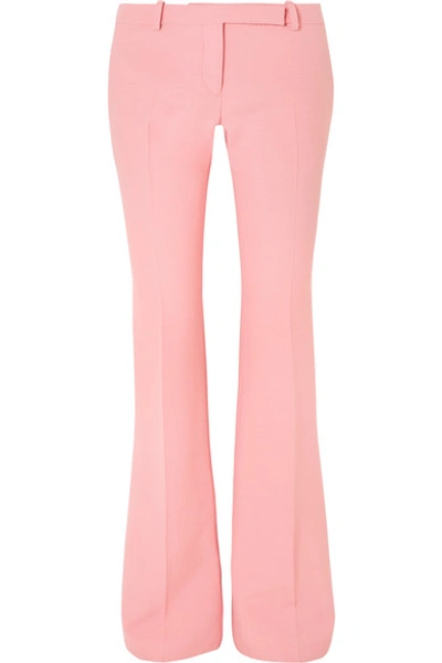 Shop Alexander Mcqueen Wool-blend Crepe Bootcut Pants In Baby Pink