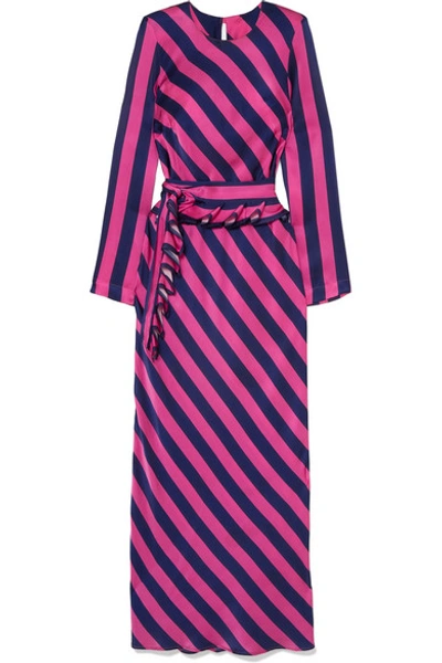 Shop Maggie Marilyn Get 'em Girl Striped Silk-satin Maxi Dress