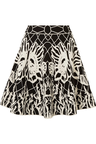 Shop Alexander Mcqueen Jacquard-knit Mini Skirt In Black