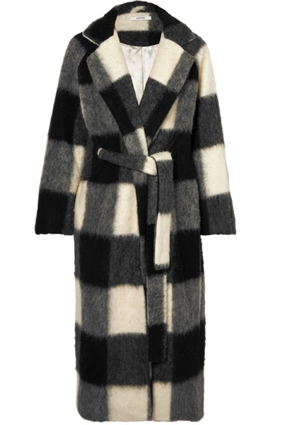 Ganni Mckinney Checked Wool-blend Coat In Gray | ModeSens