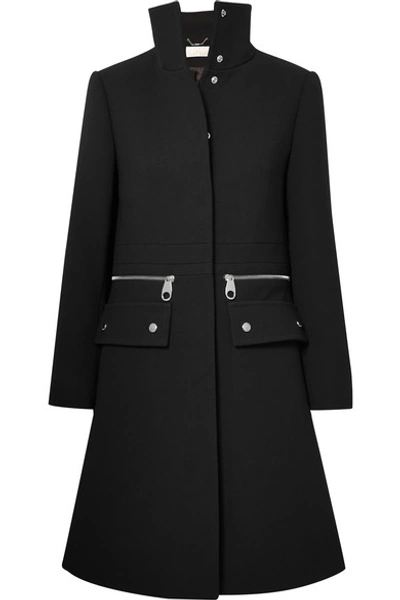 Shop Chloé Zip-detailed Wool-crepe Coat