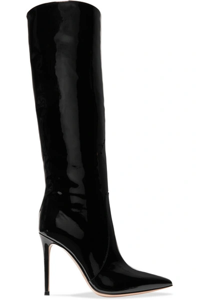 Shop Gianvito Rossi 105 Patent-leather Knee Boots In Black