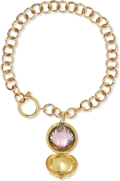 Shop Larkspur & Hawk Lady Antoinette 14-karat Gold And Rhodium-dipped Quartz Charm Bracelet