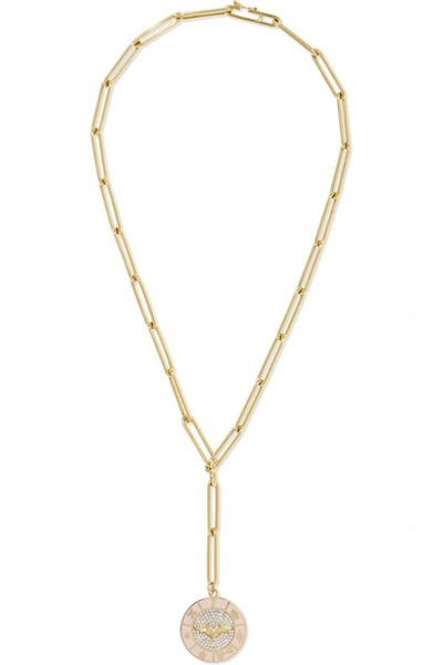 Shop Foundrae 18-karat Gold, Diamond And Enamel Necklace