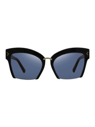 Shop Oscar De La Renta 55mm Blunt Semi Rim Cat-eye Sunglasses In Black